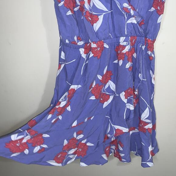 Express Purple Floral Spaghetti Straps Mini Wrap Dress Size M - Picture 4 of 10